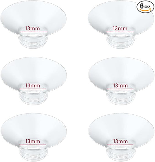 Flange Insert 13mm 6pcs Compatible with Momcozy M5/M9/M6/S12 Pro/V1 Pro/V2 Pro,for Spectra/Medela/MomMed/eufy/Lansinoh/Elvie Breast Pump, Fit for 24mm Flange/Shield of Most Pumps (6PC-13mm)