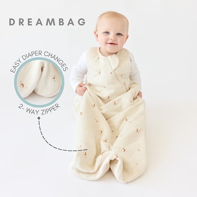Tealbee Grow with Baby Sleep Sack – Adjustable Fit 6–24 Months for Babies & Toddlers, Soft Rayon from Bamboo Sleep Bag, All Season 1.2 TOG Wearable Blanket with 2-Way Zipper – Moons and Stars