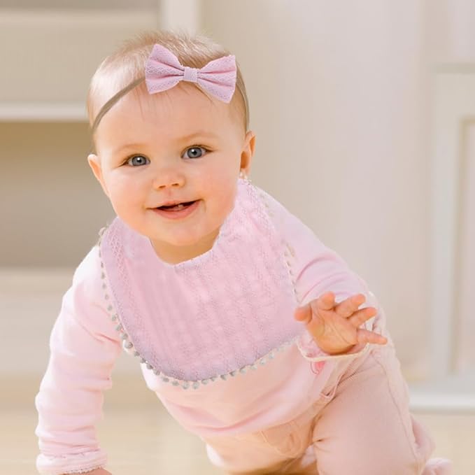 Baby Girls Floral Print Bibs, Reversible Burp Cloth Set for Newborn Infant Toddlers