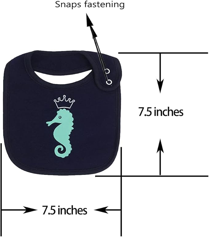 Maiwa 6 Pack Waterproof Cotton Baby Bibs for Girls Boys for Drooling Eating with Snaps