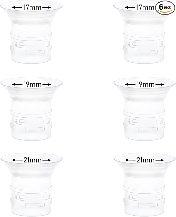 6pcs Flange Insert 17/19/21mm Compatible with eufy S1 Pro/S1/E10/E20 Wearable Breast Pump, Replace for eufy Breast Pump Sizing Insert, Fit for eufy Breastpump Replacement Parts