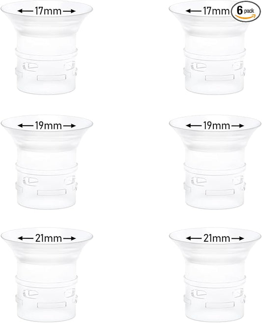 6pcs Flange Insert 17/19/21mm Compatible with eufy S1 Pro/S1/E10/E20 Wearable Breast Pump, Replace for eufy Breast Pump Sizing Insert, Fit for eufy Breastpump Replacement Parts