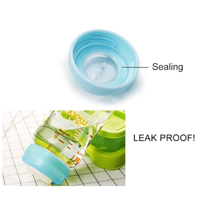 Matyz Glass Breastmilk Storage Bottles, 4 Pack, 8 oz, Sturdy Glass Bottle for Milk Freezing and Baby Feeding - Large Pumping Bottle for Philips Medela Spectra Breast Pumps - No BPA (Blue Lids)