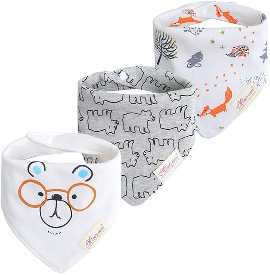 JN&LULU 3 Pack Newborn Baby Bibs Bandana Drool Bibs for Drooling Cotton Baby Gifts