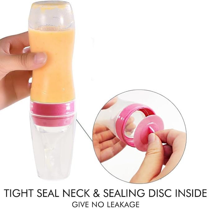 Matyz 2 PCS Silicone Baby Food Dispensing Spoon (Pink, 4oz/120ml) Squeeze Feeder with Spoon - Spoon Bottle for Baby - Baby Spoon Feeder Bottle Baby Solid Food Feeder - Ideal for 4 Months+ Babies