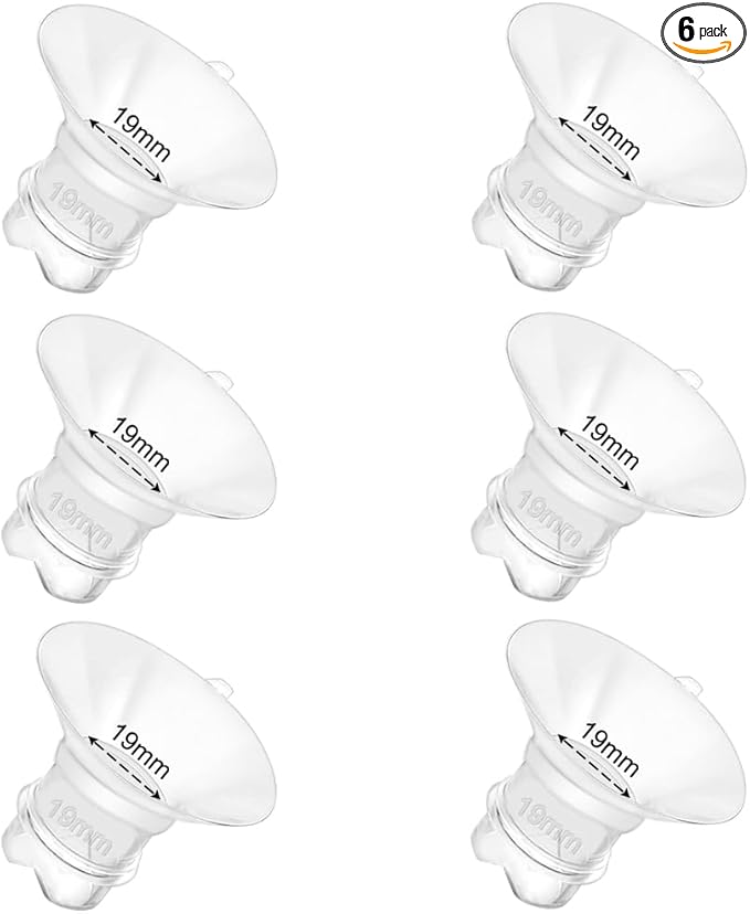 6pcs Updated Silicone Flange Insert 19mm Compatible with Momcozy/Medela/Spectra/Eufy/Lansinoh/TSRETE/Elvie/NCVI/Paruu Breast Pump, for 24mm Flange/Shield, Breastfeeding Essential Replacement Pump Part