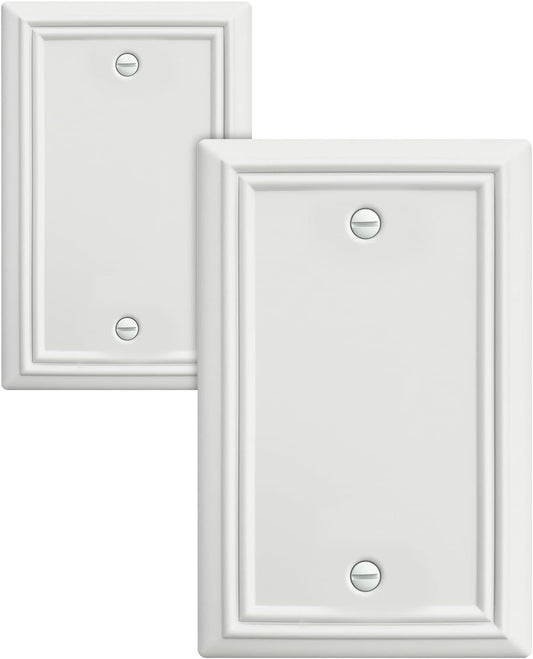 2-Pack Blank Wall Plate, Metal Plate Cover for Unused Outlets, Off White Finish, 3.15''*4.88'', Midsize
