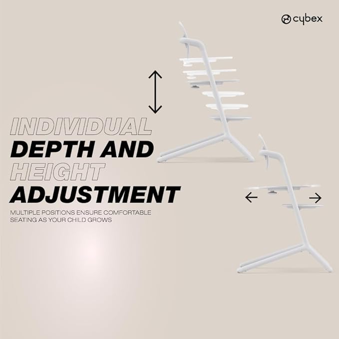 Cybex LEMO High Chair 3-in-1 Set with Baby Set + Snack Tray - Modern Design, One-Hand Depth & Height Adjustment & Anti-Tip Wheels - from 6 Months, Convertible to Adult Chair, All White
