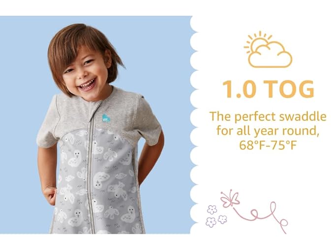 Love to Dream Swaddle UP Transition Bag, Luxuriously Silky Soft Viscose from Bamboo, Baby Sleep Sack, Patented Zip-Off Wings, Snug Fit Helps Calm Startle Reflex, 1.0TOG, 13-19 lbs, Blue
