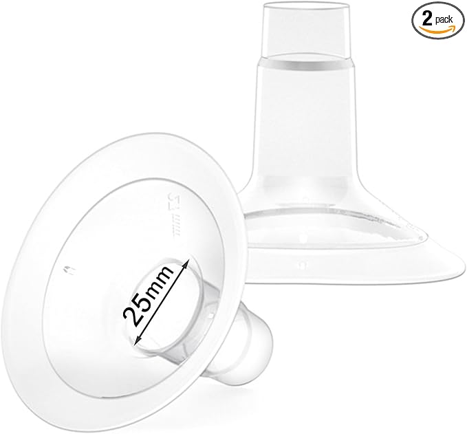 2 Count of 25mm Breast Pump Flanges Compatible with Medela/Lansinoh ComfortFit, Replace Medela PersonalFit Breast Shields, Accessories for Pump in Style Symphony Swing Harmony Freestyle Pump Parts