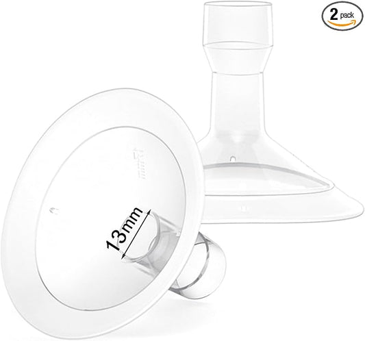 2 Count of 13mm Breast Pump Flanges Compatible with Medela/Lansinoh ComfortFit, Replace Medela PersonalFit Breast Shields, Accessories for Pump in Style Symphony Swing Harmony Freestyle Pump Parts