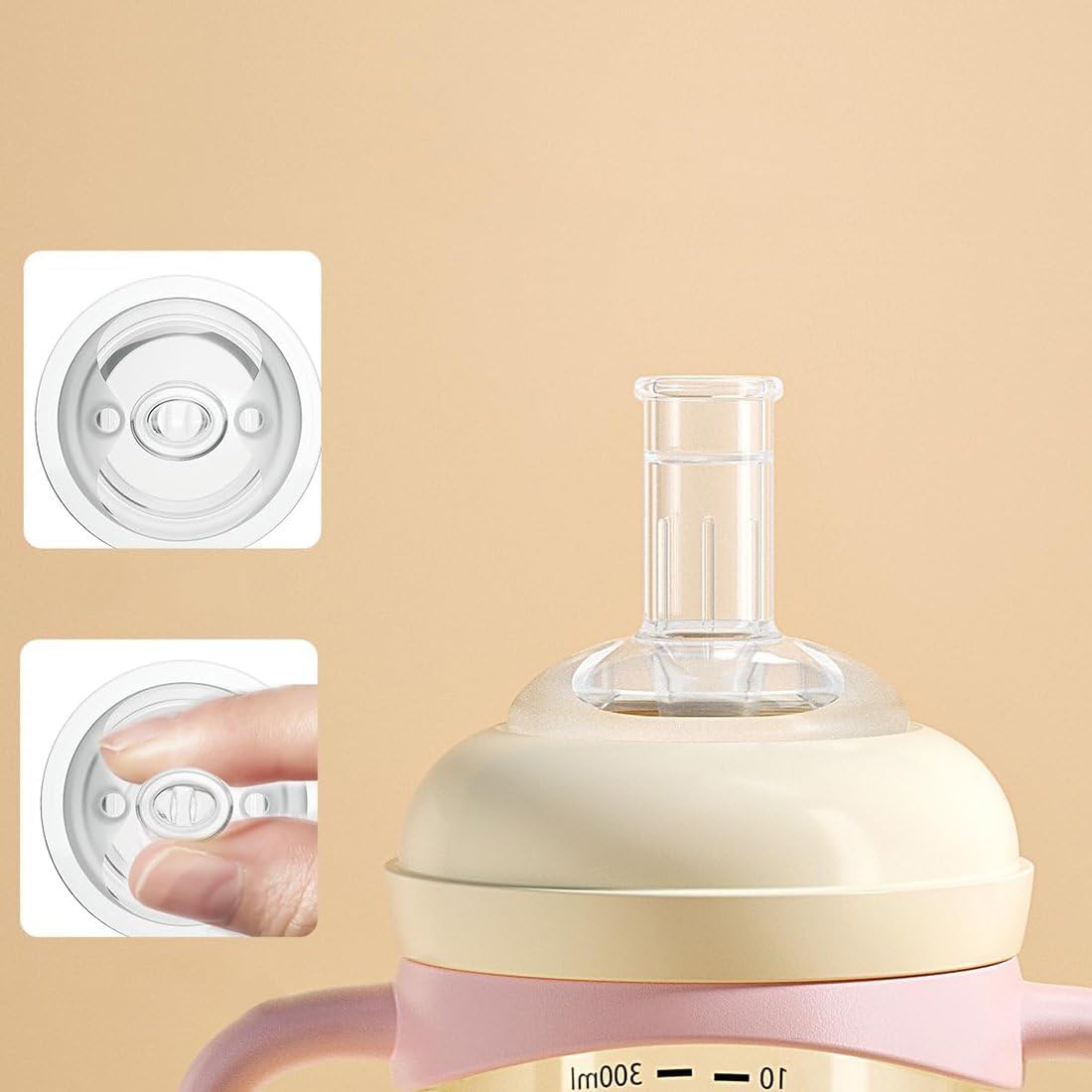 Toddler Sippy Cup 10oz, Weighted Straw Baby Drinking Water Bottle with Valved Spout for 6+ Months, 300ml/Green/2Pack