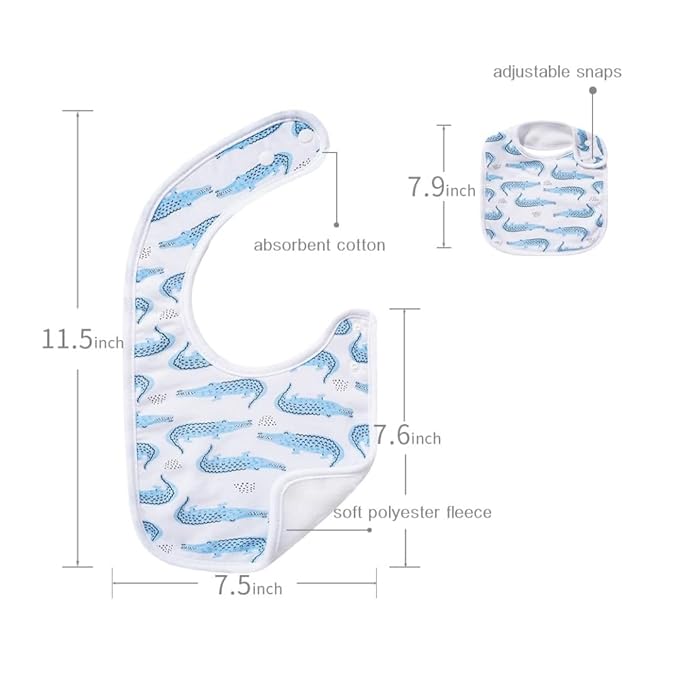 7 Pack Baby Cotton Absorbent Bibs for Drooling Teething