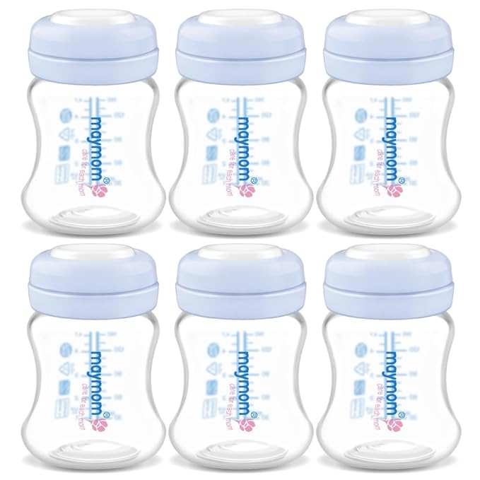 Maymom Wide-Mouth Milk Storage Collection Bottle with SureSeal Sealing Disk; Compatible with Spectra/Motif Luna/Ameda MYA/Bellababy Pumps. Can Replace Spectra S1 S2 Bottles, 6 pc (4.7Oz/140mL, 6pc)