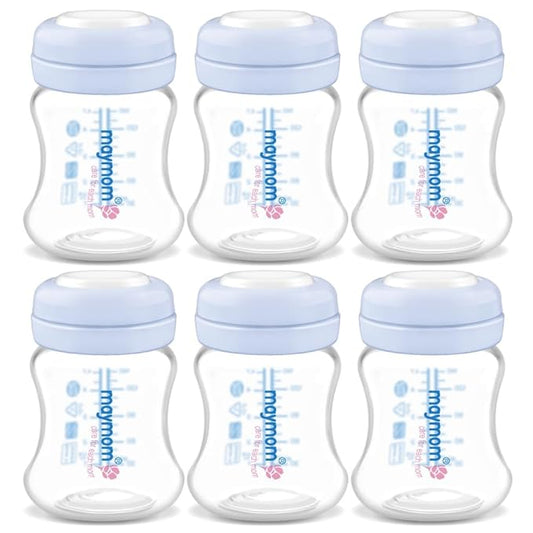 Maymom Wide-Mouth Milk Storage Collection Bottle with SureSeal Sealing Disk; Compatible with Spectra/Motif Luna/Ameda MYA/Bellababy Pumps. Can Replace Spectra S1 S2 Bottles, 6 pc (4.7Oz/140mL, 6pc)