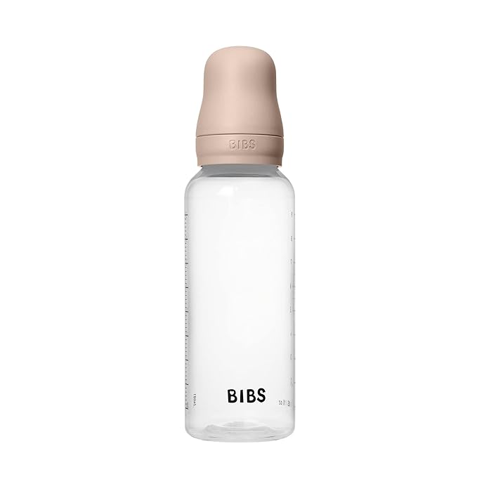 BIBS Baby Bottle 9 oz / 270 ml Silicone Nipple - Anti-Colic, BPA-Free, Round Nipple, Medium Flow, Lightweight & Easy to Clean, Suitable for Newborns 0+ Years - Blush