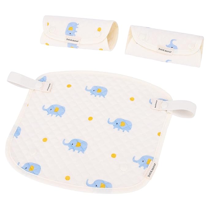 Bebamour Drool and Teething Reversible Cotton Pad For All Carry Positions Baby Carrier White Drool Bib For Boys & Girls(Elephant)