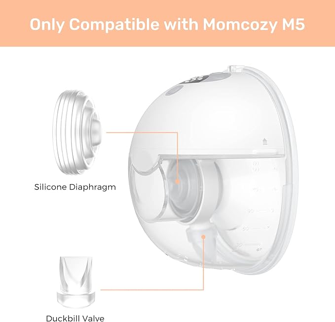 10PCS M5 Breast Pump Parts,6PCS Silicone Duckbill Valve & 4PCS Silicone Diaphragm Compatible with Momcozy M5 Wearable Breastpump,Original Mom Cozy M5 Breastfeeding Essential Replacement Accessories