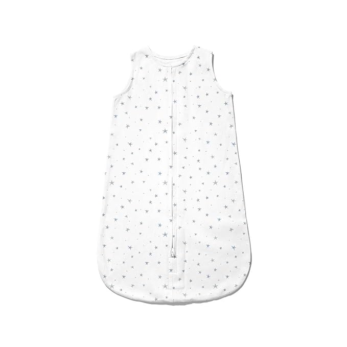 Ely's & Co. 100% Cotton Wearable Blanket Baby Sleep Bag Solid Dusty Blue and Dusty Blue Stars 2 Pack (Baby Boy, Girl 0-3 Months)