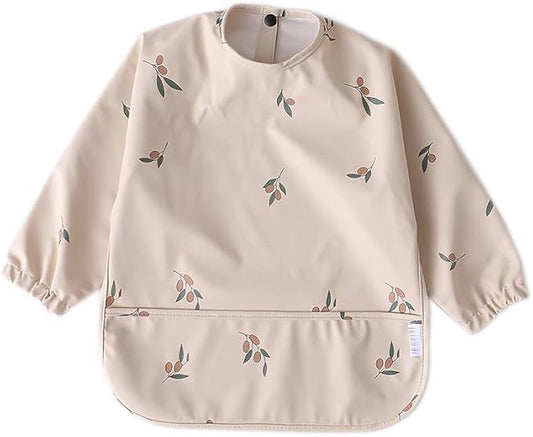 GZMM Waterproof Baby Bibs,Infant Toddler Long Sleeve Feeding Bib With Food Catcher,Easy Clean & Washable