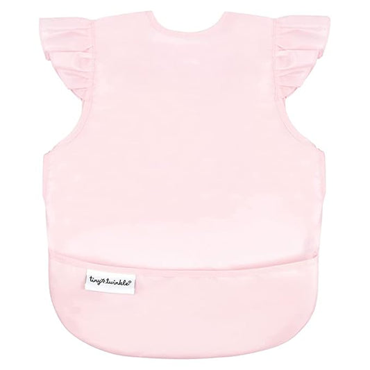 Tiny Twinkle Short Sleeve Apron Baby & Toddler Bib for Girls – Waterproof, Mess-Proof Bibs for Eating & Feeding, Machine Washable,Perfect Holiday Gift (Rose, 6–24M)