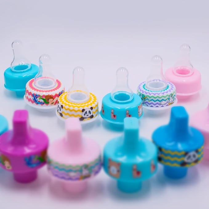 Refresh-a-Baby Reusable Bottle Top Nipple Adapter – Instantly Convert Any Bottle into a Sippy with Soft Silicone Nipples – Ideal for On-the-Go Feeding, BPA-Free, & Easy to Clean Pack of 2 (Panda)