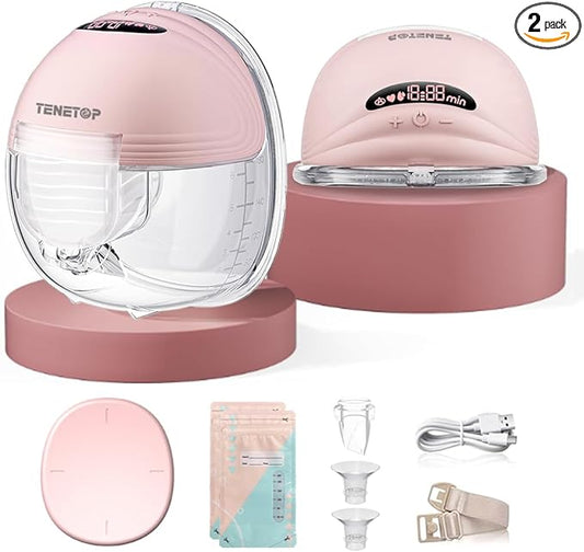 Electric Breast Pump, 2 Pcs Wearable Hands-Free Breastfeeding Pump with 12 Adjustable Suction & 3 Mode, Portable Milk Extractor for Pain-Free, Quiet and Efficient
