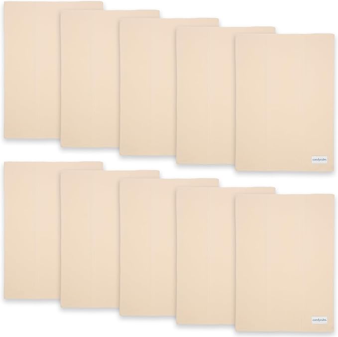 Comfy Cubs Baby Burp Cloths Set (Pack of 10) - Large, 6-Layer, Ultra Absorbent 100% Cotton for Infant Spit-Up, Drool, and Messes - Soft, Gentle, Thoughtful New Born Baby Gifts, Cream