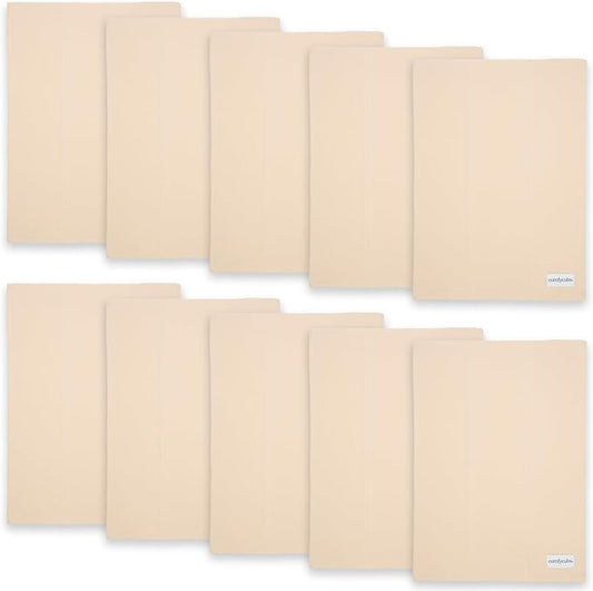 Comfy Cubs Baby Burp Cloths Set (Pack of 10) - Large, 6-Layer, Ultra Absorbent 100% Cotton for Infant Spit-Up, Drool, and Messes - Soft, Gentle, Thoughtful New Born Baby Gifts, Cream