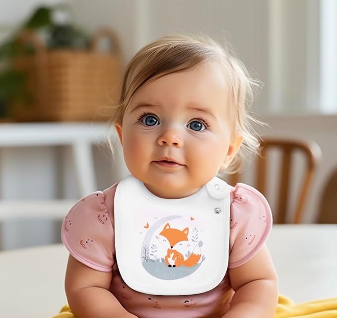 Maiwa 6 Pack Waterproof Cotton Baby Bibs for Girls Boys for Drooling Eating with Snaps