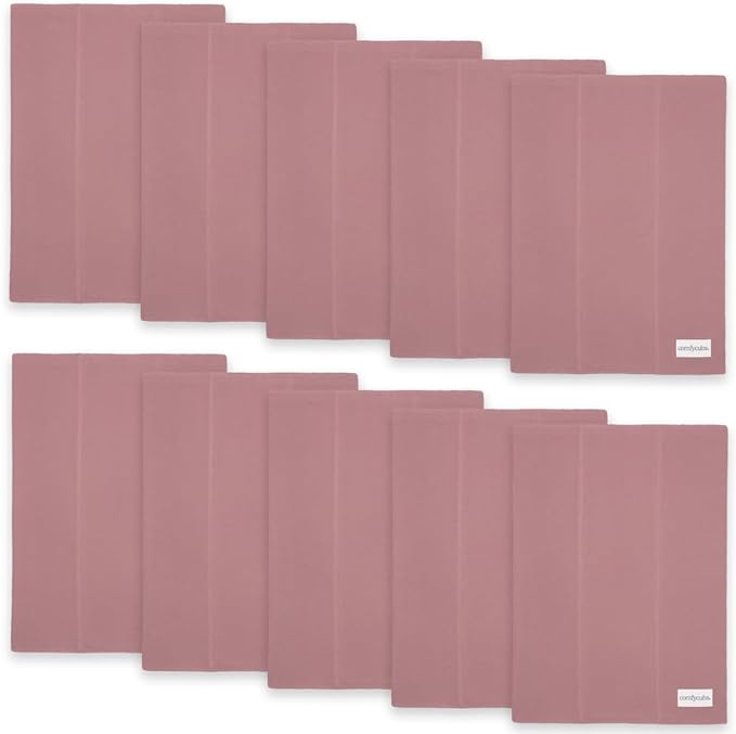 Comfy Cubs Baby Burp Cloths Set (Pack of 10) - Large, 6-Layer, Ultra Absorbent 100% Cotton for Infant Spit-Up, Drool, and Messes - Soft, Gentle, Thoughtful New Born Baby Gifts, Mauve