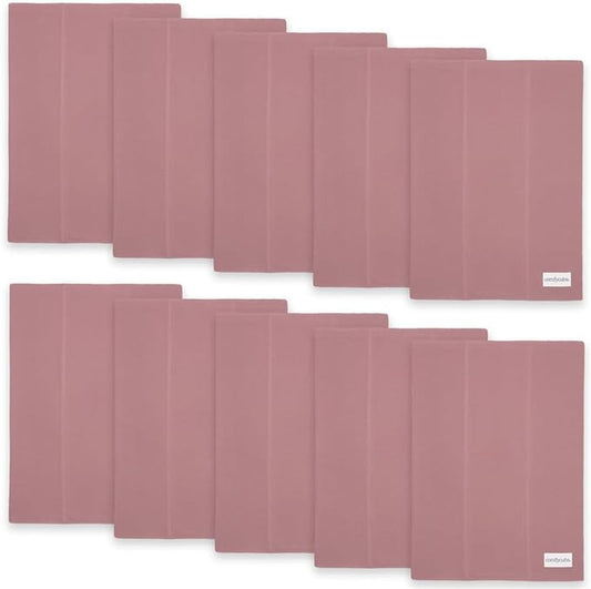 Comfy Cubs Baby Burp Cloths Set (Pack of 10) - Large, 6-Layer, Ultra Absorbent 100% Cotton for Infant Spit-Up, Drool, and Messes - Soft, Gentle, Thoughtful New Born Baby Gifts, Mauve