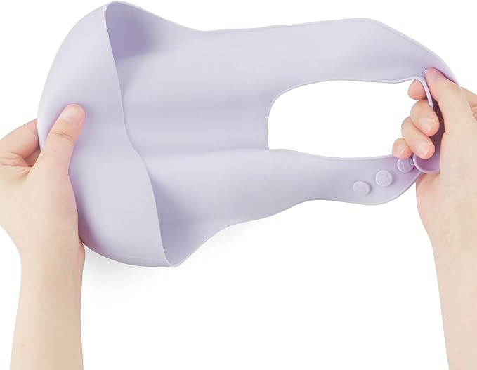 PandaEar 3 Pack Silicone Bibs for Babies Toddlers Girls, Adjustable Fit BPA Free Waterproof Bibs with Pocket Food Catcher (Blue/Pink/Purple)