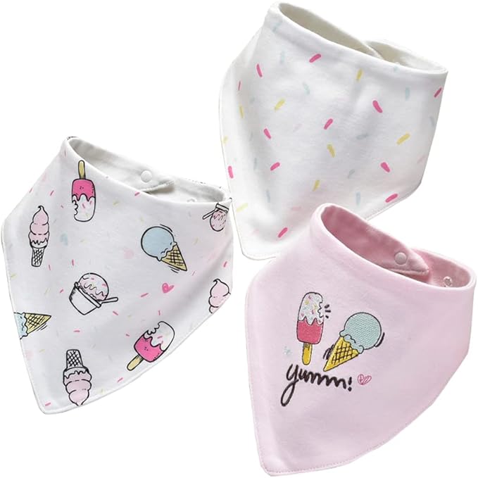 JN&LULU 3 Pack Newborn Baby Bibs Bandana Drool Bibs for Drooling Cotton Baby Gifts