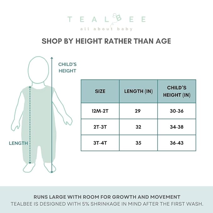 Tealbee Dreamsuit Toddler Sleep Sack with Feet – Walker Sleep Bag with Legs, Rayon made from Bamboo, Winter 1.5 TOG, 2-Way Zipper, 12m-2T - Cookies