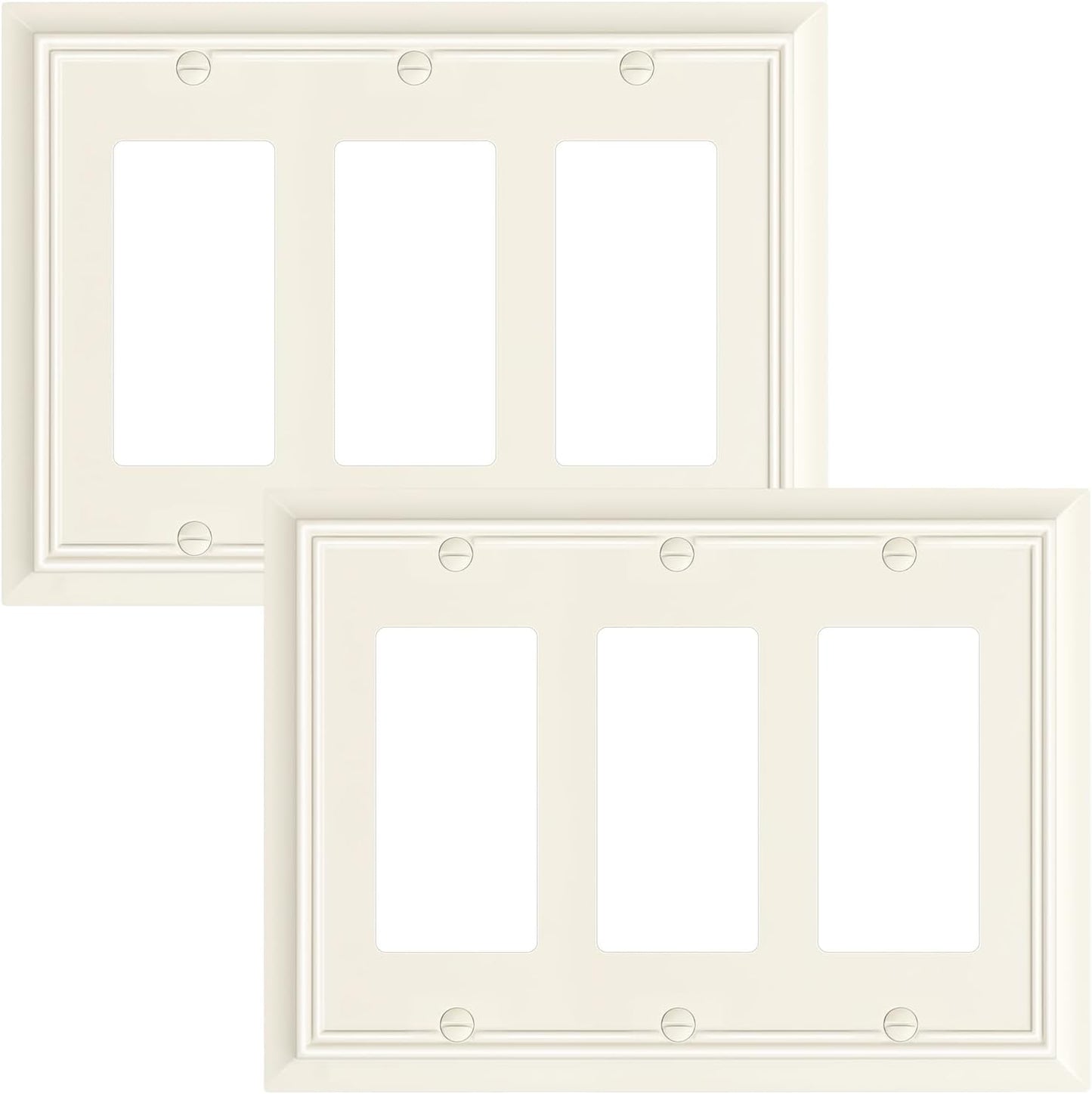 2-Pack Decorative Tripple Decorator Outlet Cover Plate, Durable Natural Bamboo Fiber Light Almond Wall Plate for Electrical Outlets, Receptacle, GFCI Outlet, Dimmer Switch, 3-Gang, Corrosion Resistant