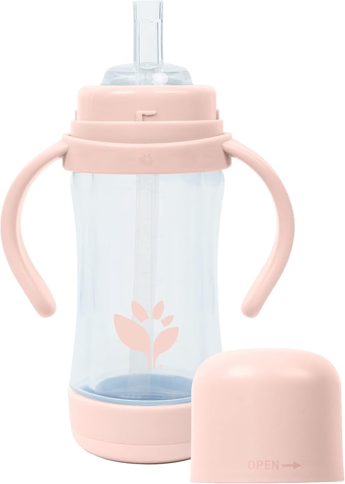 Green Sprouts® Glass & Sprout Ware® Sip & Straw 5oz., 6mo+, Plant-Plastic, Platinum-Cured Silicone, Dishwasher Safe, Grows with Baby, Tested for Hormones, Spice