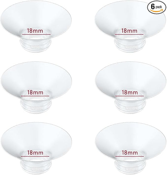 Flange Insert 18mm 6pcs Compatible with Momcozy M5/M9/M6/S12 Pro/V1 Pro/V2 Pro,for Spectra/Medela/MomMed/eufy/Lansinoh/Elvie Breast Pump, Fit for 24mm Flange/Shield of Most Pumps, Breastfeeding Parts
