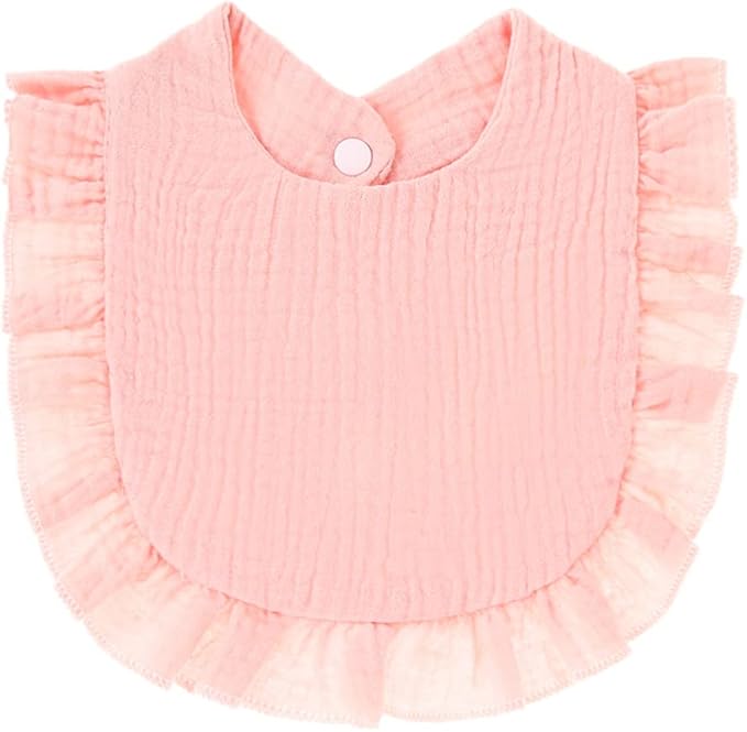 4 PACK Solid Muslin Baby Drool Bibs Set for Unisex Boys Girls Cotton Adjustable Teething Feeding Drooling Bibs