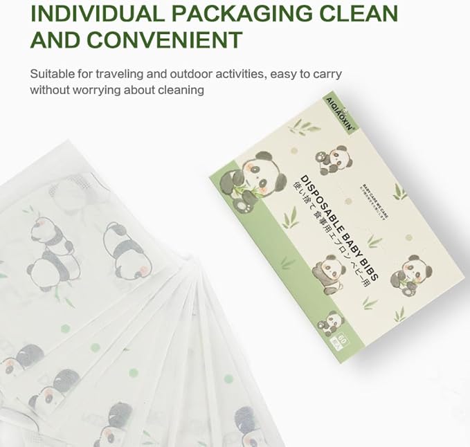 30/60pcs Baby Disposable Bibs-Individually Packaged,Soft, Leak Proof and Convenient, disposable bibs for toddlers
