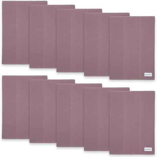 Comfy Cubs Baby Burp Cloths Set (Pack of 10) - Large, 6-Layer, Ultra Absorbent 100% Cotton for Infant Spit-Up, Drool, and Messes - Soft, Gentle, Thoughtful New Born Baby Gifts, Mulberry