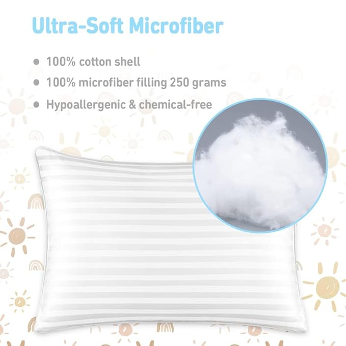 Toddler Pillow,13X18 Toddler Pillows for Sleeping, Machine Washable Kids Pillow with Pillowcase, Perfect for Travel, Toddlers Cot (Sunshine Rainbow)