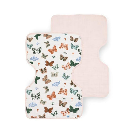 Little Unicorn Ultra-Absorbent Premium Burp Cloth 2 Pack | Soft on Baby's Skin | Larger Size | Ergonomic Design | Set of 2 (Butterflies)
