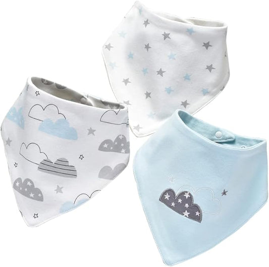 JN&LULU 3 Pack Newborn Baby Bibs Bandana Drool Bibs for Drooling Cotton Baby Gifts