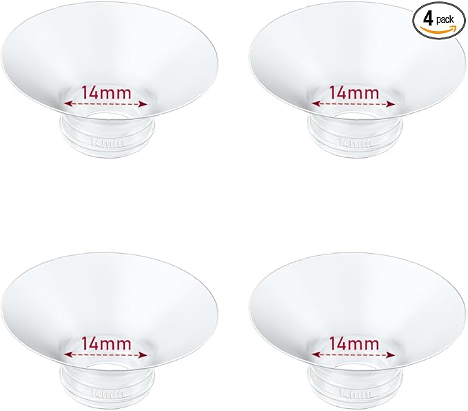 Flange Insert 4PCS 14mm Compatible with Momcozy M9/M6/M5/S12 Pro/V1 Pro/V2 pro, Spectra/Medela/Elvie/NCVI/TSRETE/eufy/Lansinoh/Paruu/MomMed Breast Pump 24mm Shields/Flanges (4pcs-14mm)