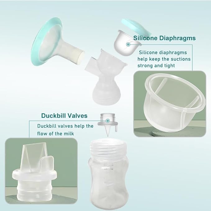 6pcs Duckbill Valves and 4pcs Silicone Diaphragm Compatible with Zomee Z1/Z2/BabyBuddha/NCVI 8782/8780/Motif Twist Breast Pump Replacement Pump Accessories