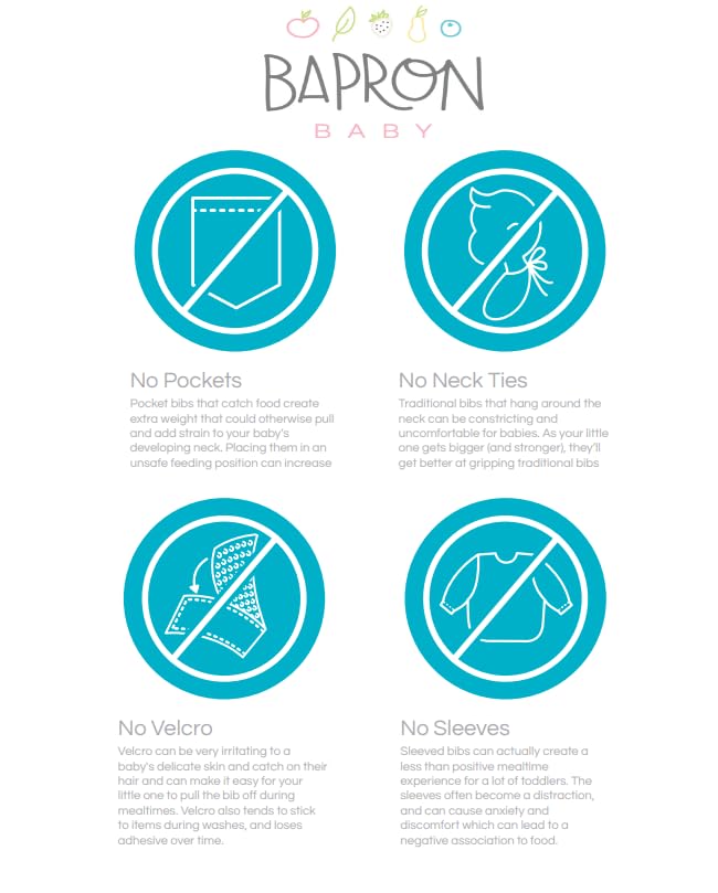 BapronBaby Flutter Delilah Floral Bapron - No Neck Tie Safer Bib for Baby & Toddler - Soft Waterproof Stain Resistant - Machine Washable - Sz Baby/Toddler 6m-3T