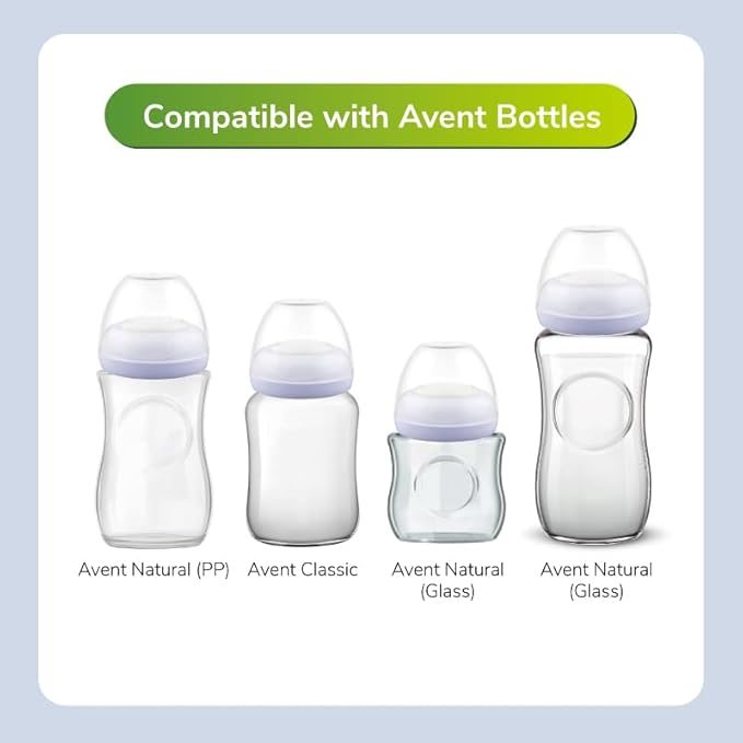 Maymom Dome Caps, Screw Rings, Sealing Discs Compatible with Avent Natural Bottles, PP Bottles; No Nipple Included. Convert Avent Classic Bottle Into Natural