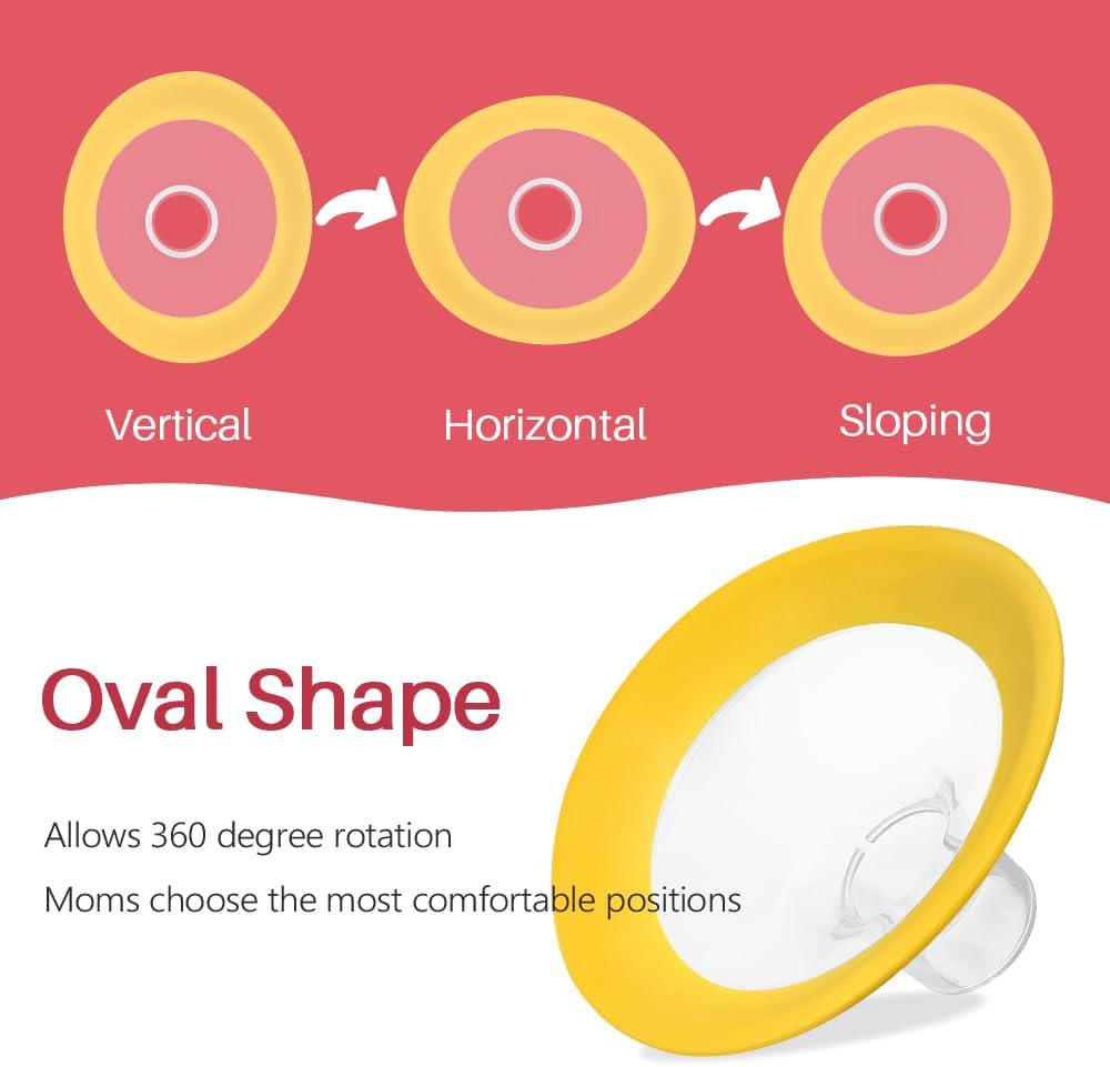 24 mm Oval Flanges Shields Compatible with Medela Pumps, Replacement Parts for Pump in Style, Symphony, Swing Maxi, Harmony and Personalfit Flex–Breast Pump Accessories