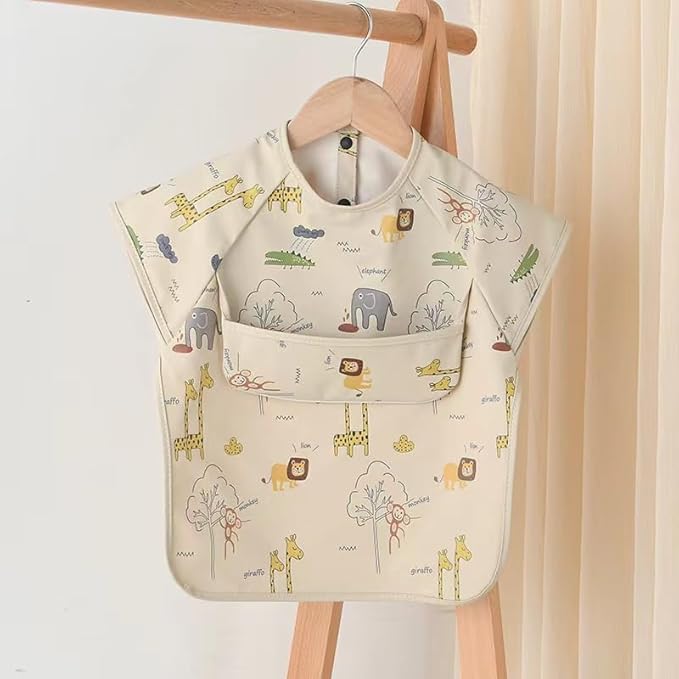 GZMM Waterproof Baby Bibs,Infant Toddler Extra Cover Feeding Bib With Food Catcher,Easy Clean & Washable